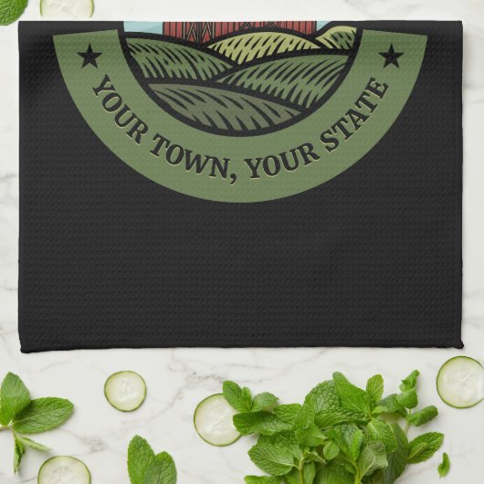  Barn ADD NAAM Land Boerderij Crops Farmer Theedoek (Gevouwen)