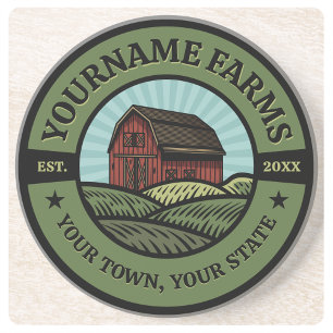 Barn ADD NAAM Land Boerderij Crops Farmer Zandsteen Onderzetter