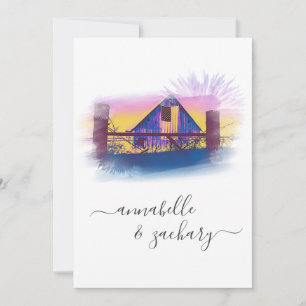 *~* Barn American Flag AR19 QR RSVP Wedding Kaart