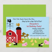 Barn Animal Fun Birthday Party Kaart (Voorkant / Achterkant)