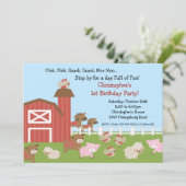 Barn Animal Fun Birthday Party Kaart (Staand voorkant)