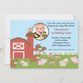 Barn Animal Fun Foto Birthday Invitation Kaart (Voorkant)