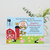 Barn Animal Fun Foto Birthday Party Kaart (Staand voorkant)