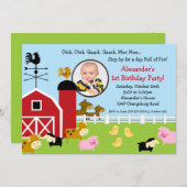 Barn Animal Fun Foto Birthday Party Kaart (Voorkant / Achterkant)