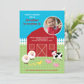 Barn Animals Birthday Foto Uitnodiging (Staand voorkant)