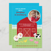 Barn Animals Birthday Foto Uitnodiging (Voorkant / Achterkant)