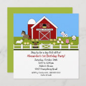 Barn Animals Fun 1st Birthday Kaart (Voorkant / Achterkant)