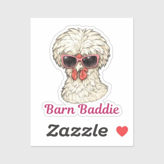 Barn Baddie Funny Glam Chicken in Pink Sunglasses Sticker (Vel)