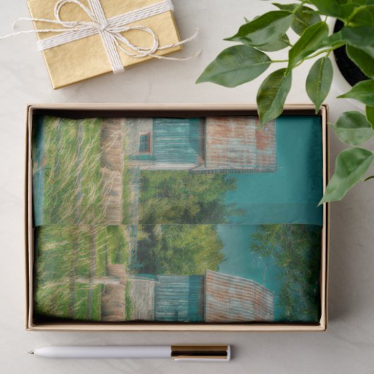 Barn Blauwgroen  Boerderij Tissuepapier (Geschenk)