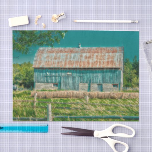 Barn Blauwgroen  Boerderij Tissuepapier (Craft)