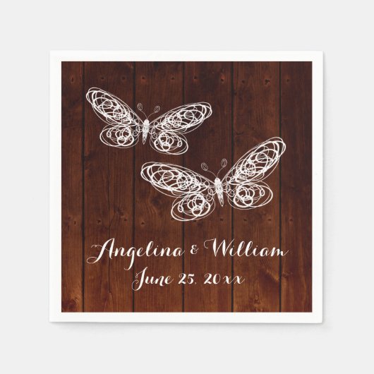 Barn Board Butterfly Napkin Servetten (Voorkant)