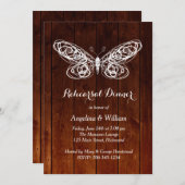 Barn Board Butterfly Rehearsal Dinner Invitation Kaart (Voorkant / Achterkant)