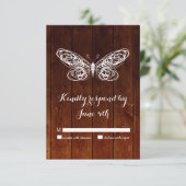Barn Board Butterfly RSVP Kaartje (Staand voorkant)