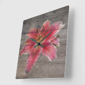 Barn Board Clock Painted Lily Vierkante Klok (Hoek)