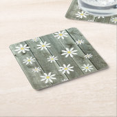 Barn Board Daisy Flower Kartonnen Onderzetters (Schuin)