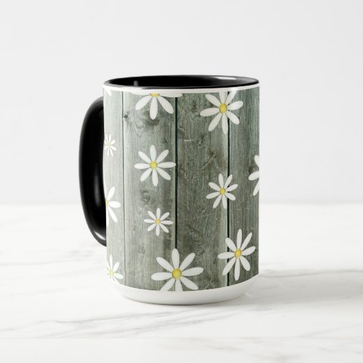 Barn Board Daisy Flower Mok (Voorkant links)