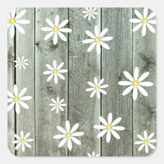 Barn Board Daisy Flower Vierkante Sticker (Voorkant)