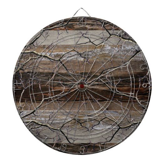 Barn Board Rustic Wood Tree Branches Dartbord (Voorkant)