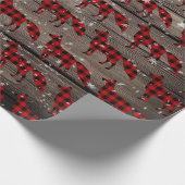 Barn Board Snowy Buffalo Plaid Red Fox Cadeaupapier (Hoek)