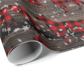 Barn Board Snowy Buffalo Plaid Red Fox Cadeaupapier (Rol Hoek)
