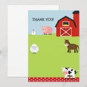 Barn Boerderij Barnyard Dank u wel Notitiekaartje (Voorkant / Achterkant)