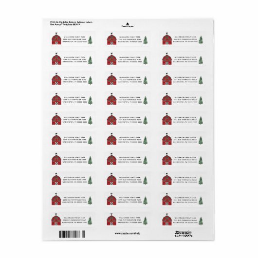 Barn Boerderij Country Kerstreturn Address Labels (Full Sheet)