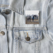 Barn Boerderij Horses Vierkante Button 5,1 Cm (In situ)