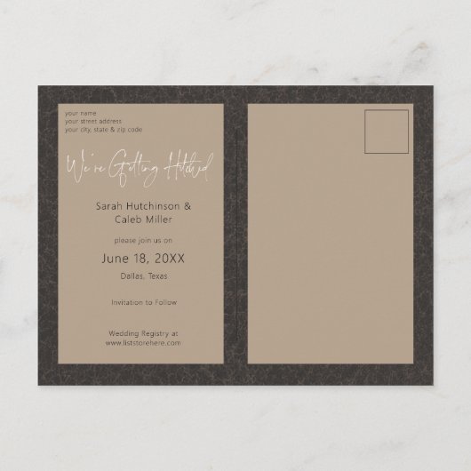 Barn & Boots Rustic Cowboy Wedding Bewaar de datum Aankondigingskaart (Achterkant)