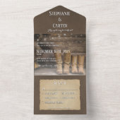 Barn & Boots Rustic Cowboy Western diner All In One Uitnodiging (Binnen)