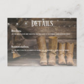 Barn & Boots Rustic Cowboy Westerne bruiloft Detai Informatiekaartje (Voorkant)