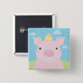 Barn Buddies - Biggetje & Kuiken Vierkante Button 5,1 Cm (Voorkant /achterkant)