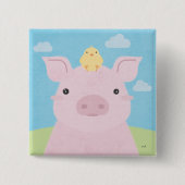 Barn Buddies - Biggetje & Kuiken Vierkante Button 5,1 Cm (Voorkant)