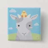 Barn Buddies - Goat & Chick Vierkante Button 5,1 Cm (Voorkant)