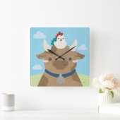 Barn Buddies - Koe & Chick Vierkante Klok (Huis)