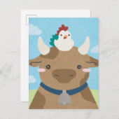 Barn Buddies - Koe & griep Briefkaart (Voorkant / Achterkant)