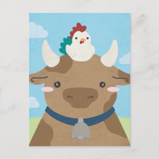 Barn Buddies - Koe & griep Briefkaart (Voorkant)