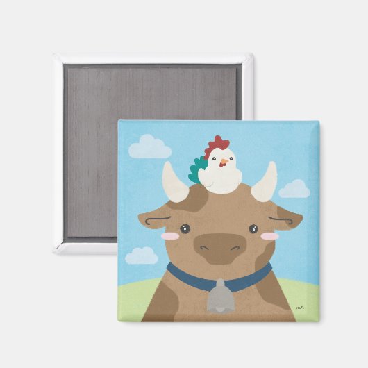 Barn Buddies - Koe & griep Magneet (Voorkant / Achterkant)