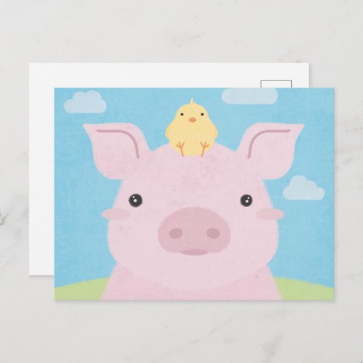 Barn Buddies - Piglet & Chick Briefkaart (Voorkant / Achterkant)