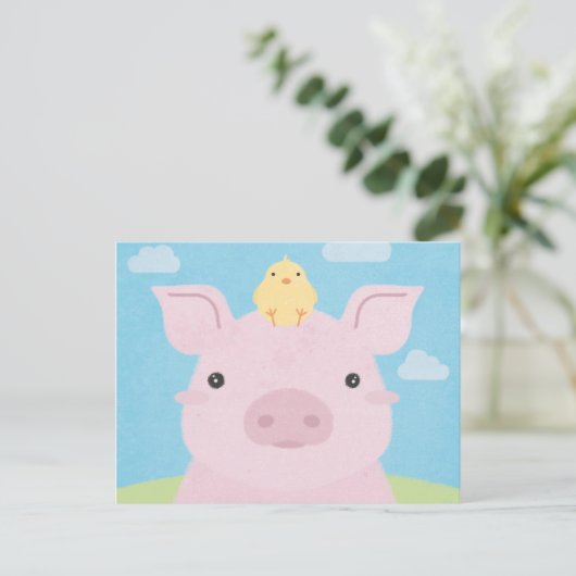 Barn Buddies - Piglet & Chick Briefkaart (Staand voorkant)