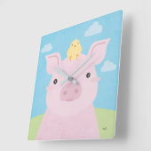 Barn Buddies - Piglet & Chick Vierkante Klok (Hoek)