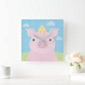 Barn Buddies - Piglet & Chick Vierkante Klok (Huis)