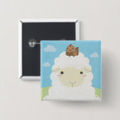 Barn Buddies - Sheep & Chick Vierkante Button 5,1 Cm (Voorkant /achterkant)