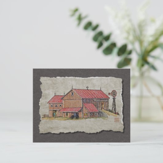 Barn Buggy & Windmill Briefkaart (Staand voorkant)