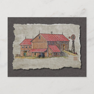 Barn Buggy & Windmill Briefkaart