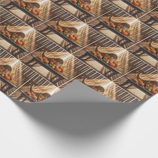 Barn Cat In a Thanksgiving Cornucopia Cadeaupapier (Hoek)