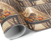 Barn Cat In a Thanksgiving Cornucopia Cadeaupapier (Rol Hoek)