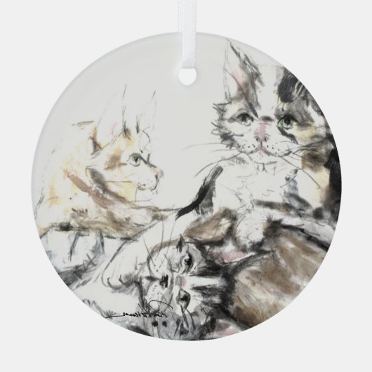 Barn Cats door Hevener Glas Ornament (Achterkant)