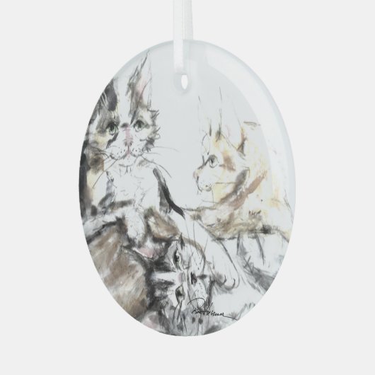 Barn Cats door Hevener Glas Ornament (Voorkant links)