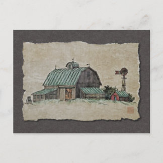 Barn Corn Wieg en windmolen Briefkaart