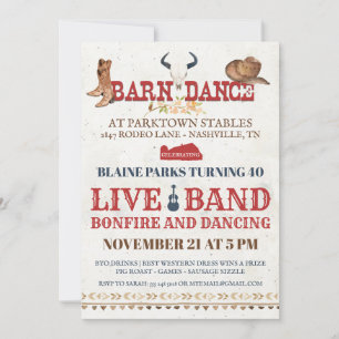 Barn Dance Party Invitation   Rodeo Cowboy Party Kaart
